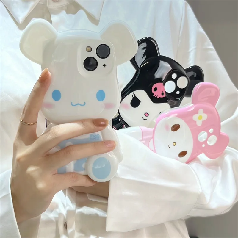 

Cartoon Black White Pink Bear Shape Case Cover for IPhone 11 12 13 Pro X XR XS Max Shockproof Phone Cases IPhone 13 Case