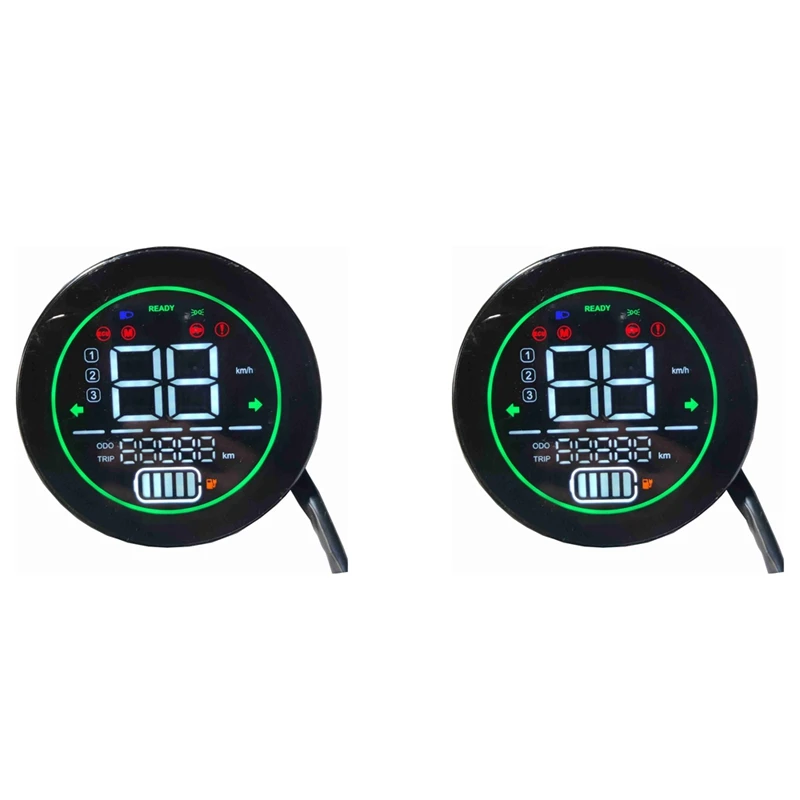 

2X Electric Bike Speedometer Scooter Dashboard Indicator 48V 60V 72V Lead-Acid Battery LED Instrument Display