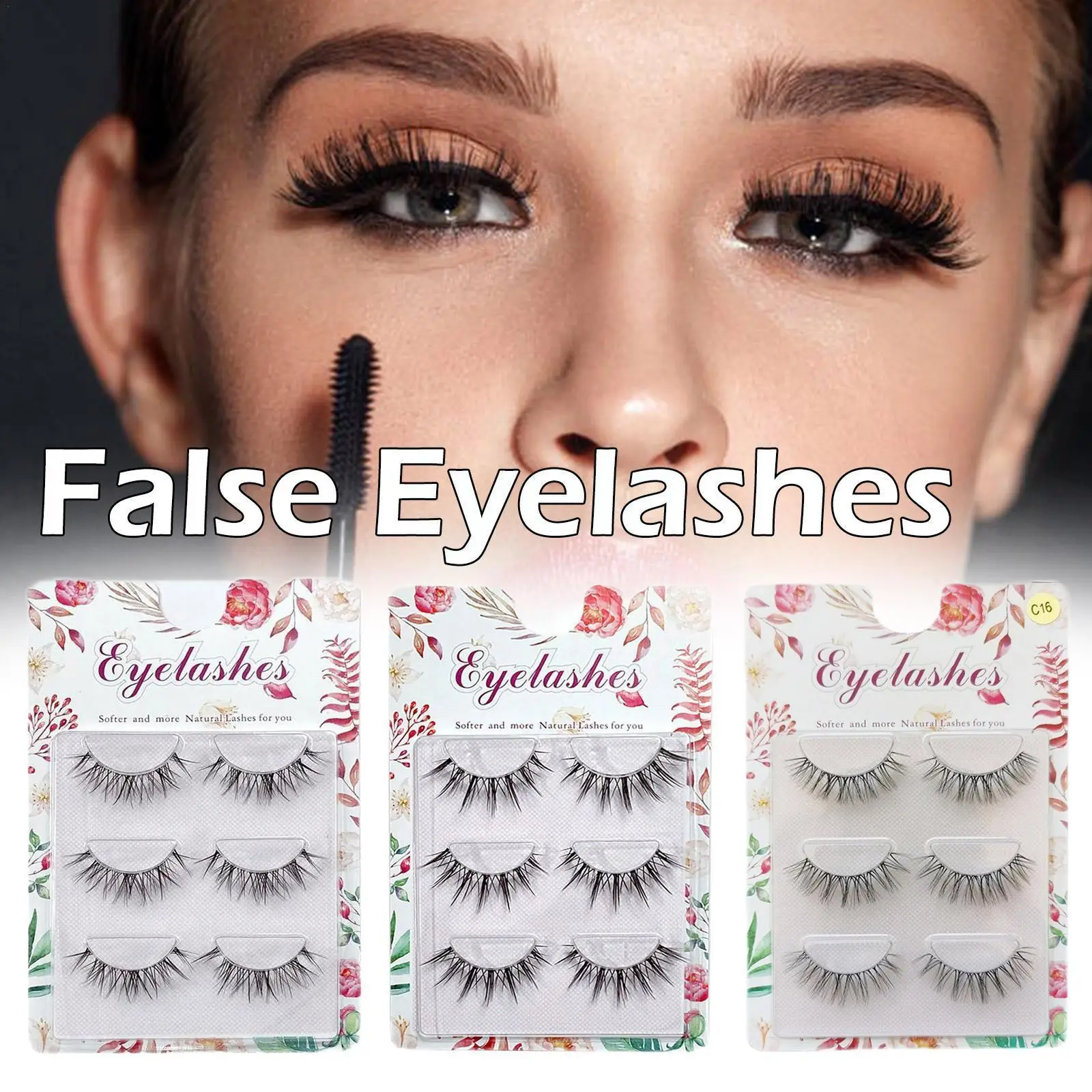 

3Pairs Fairy Hair Manga False Eyelashes Artificial Little Cross Lash Devil Eyelashes Extension Eyelashes Curling Fake Stick F3D6