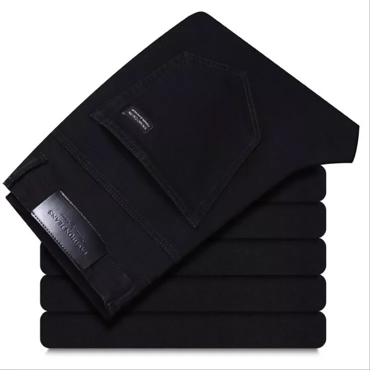 New2022 Winter Black Denim Jeans for Men Fleece Thicker Warm Jeans Pants Good Quality Men Stretch Straight Fit Long Jeans Size 4