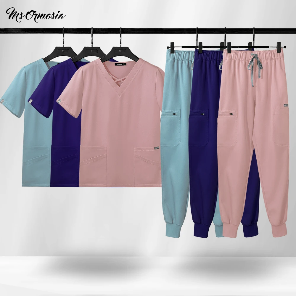 

Thick Fabric Uniform Hospital Uniform Nurse Uniform Scrub Tops&Bottoms Jogger Set Dentistry Scrubs Set Medical Uniforms Workwear