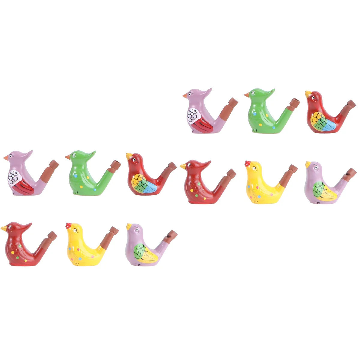 

12 Pcs Ceramic Whistles Creative Colored Water Bird Shaped Whistles Toys Distinctive Tourism Crafts Random Style