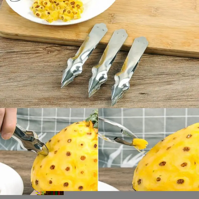 

Pineapple Stainless Steel Peeler Clip Pineapple Eye Knife Cutter Fruit Vegetable Practical Seed Remover Clip Salad Fruit Gadgets