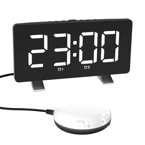 Громкий будильник для взрослых, цифровой будильник 7,4 дюйма с большим дисплеем и вибрацией