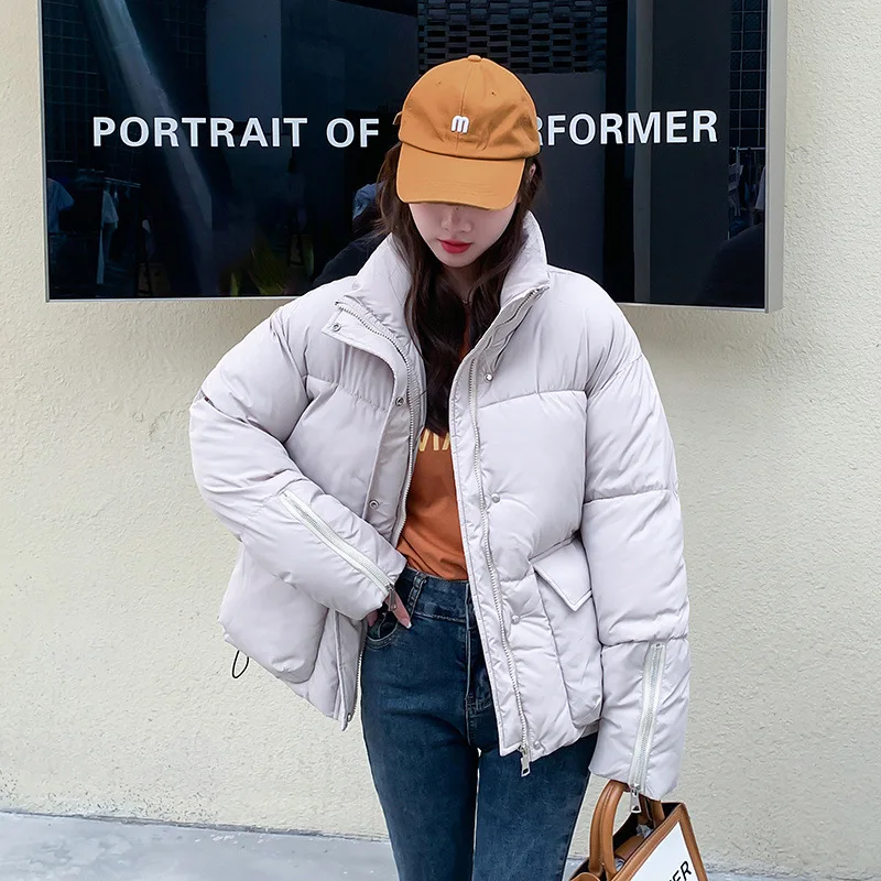 PinkyIsBlack New Stand Collar Women Winter Clothes Short Padded Parka Solid Colors Female Warm Korean Style Women Puffer Jacket
