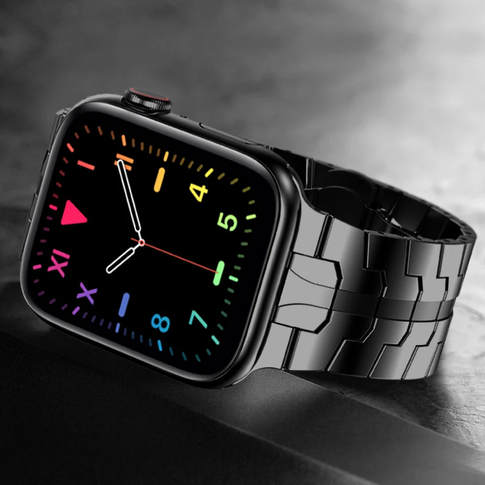 

Ремешок металлический для Apple Watch 7 SE, браслет из нержавеющей стали для Apple iWatch 7 6 5 4 3 45 мм 44 мм 42 мм 41 мм 40 мм 38 мм