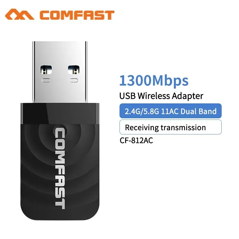 

Сетевая карта Comfast, 1300 Мбит/с, USB 802,11, Wi-Fi, 2,4 ГГц/5,8 ГГц, Windows XP/Vista/7/8/10/11 Mac