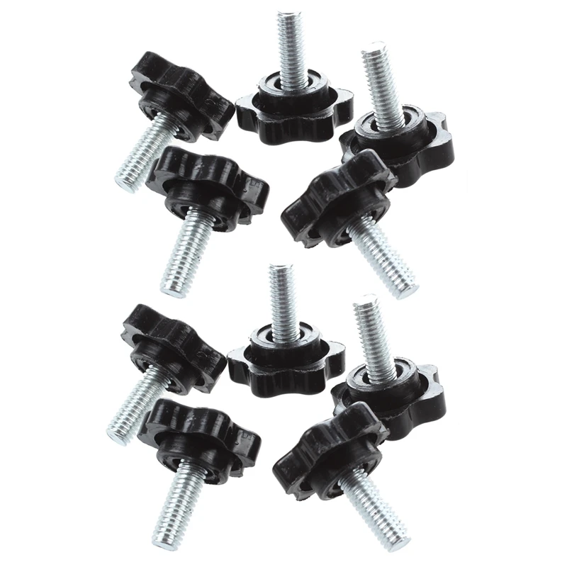 

10 Pcs M6 X 15mm Male Thread 25mm HeX Shaped Head Clamping Knob Black