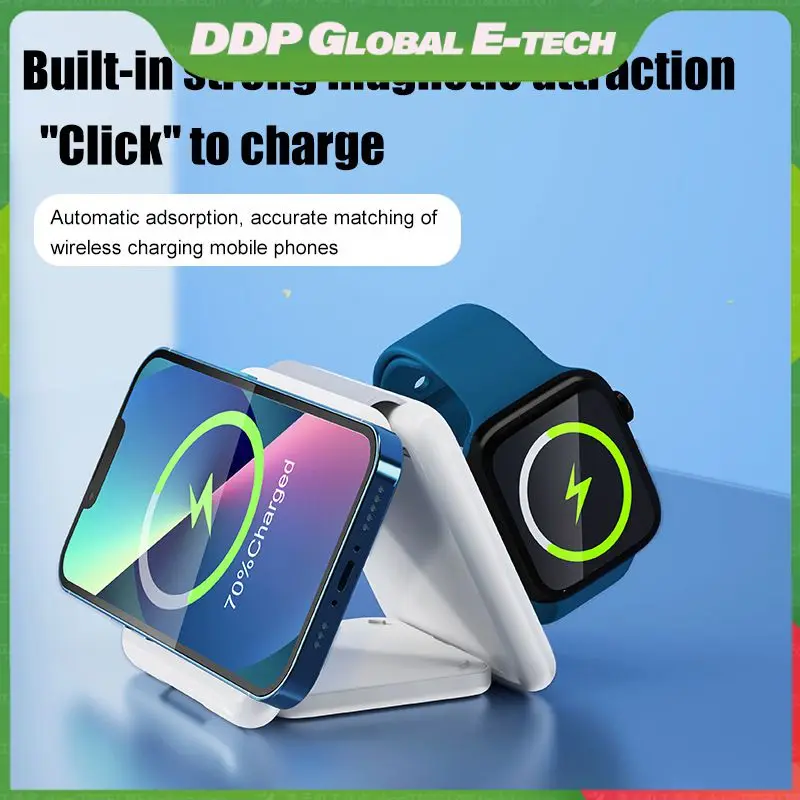 

For Airpods And Apple Watch Wireless Charger Portable 3-in-1 15w Fast Charger P14 Foldable Type-c Charging For Iphone 14/13
