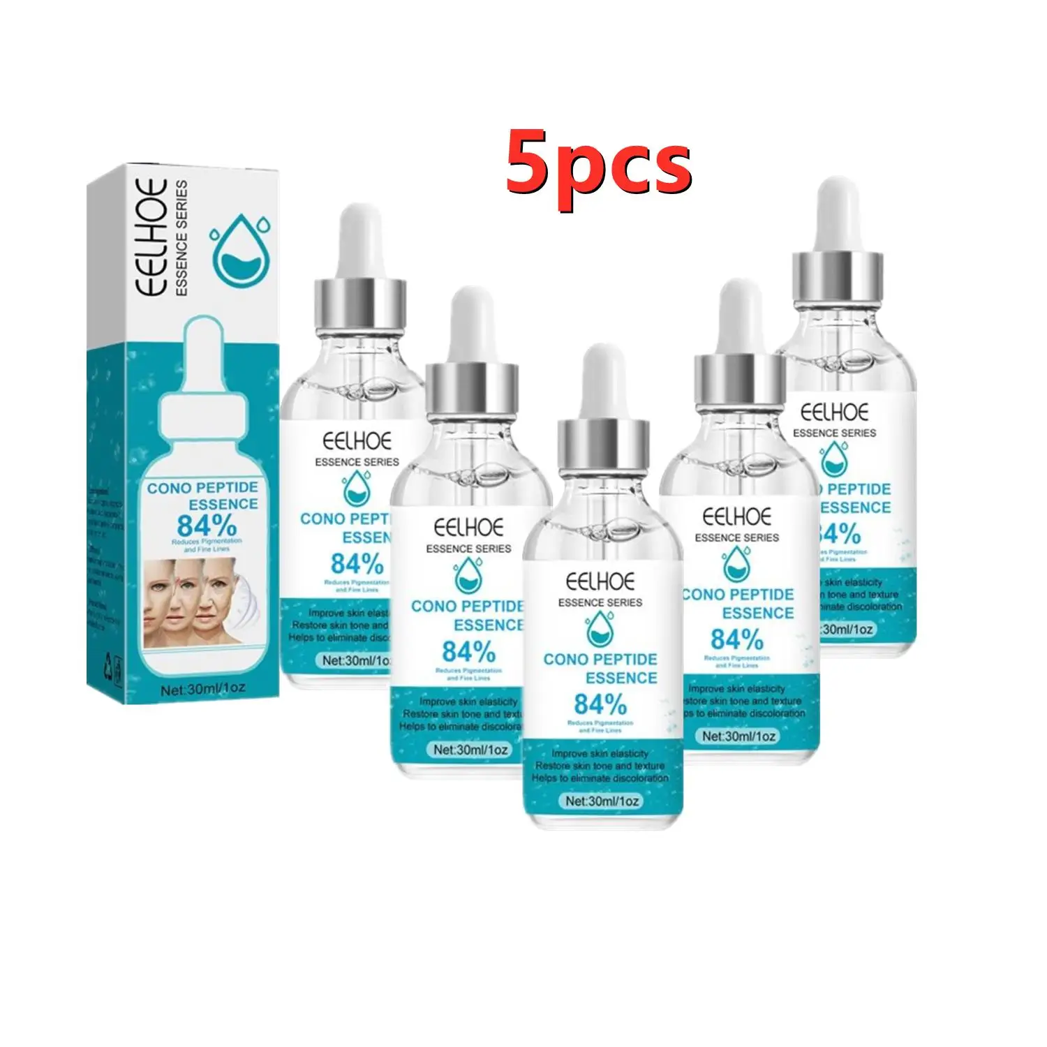 

5PCS Anti Wrinkle Essence Restore Skin Aging Sagging Collagen Elasticity Fine Lines Remover Fade Wrinkle Skin Improve Serum 30ml