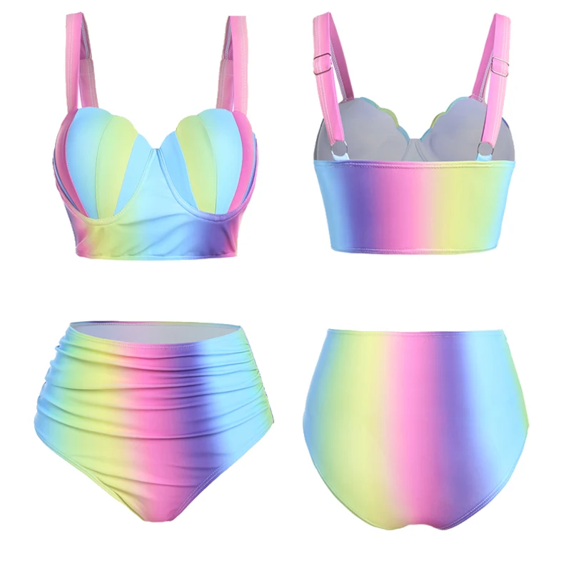 

Женский купальник-бикини с высокой талией и бантом для сухого дождя