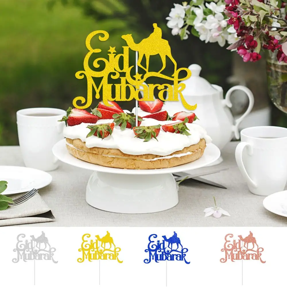 

New Muslim Eid Al Fitr Ramadan Cake Decoration Islam Dessert Card Insertion Pastry Decoration