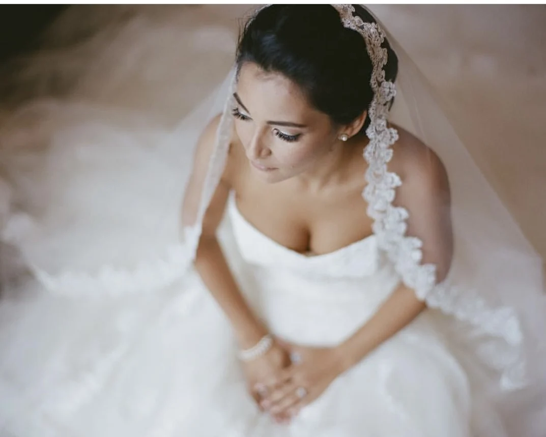 Свадебная фата Mantilla 1 уровня с гребнем кружевная отделка фестонная Цветочная