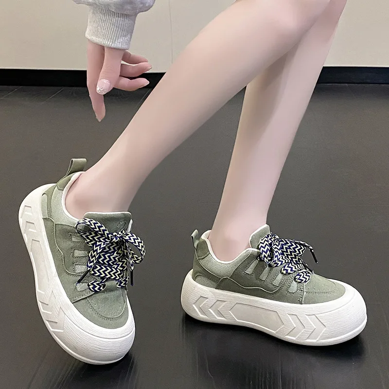 

Trendy New Versatile Fashion Simple Temperament Niche Design Casual Sports Daily Thick Bottom Round Head Canvas Women's Shoes