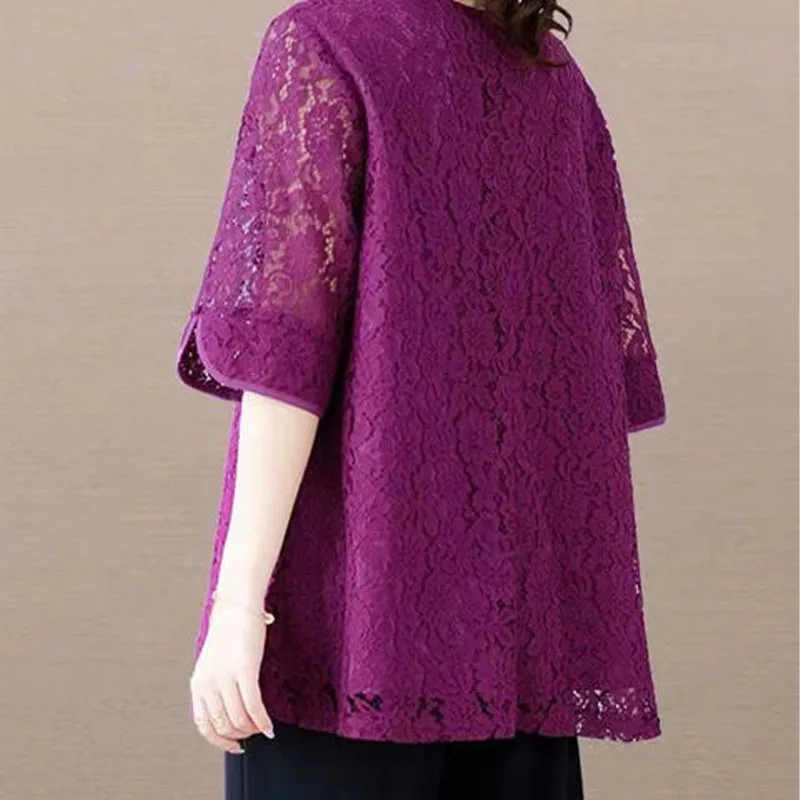 Модные элегантные однотонные кружевные топы женская одежда летняя простая