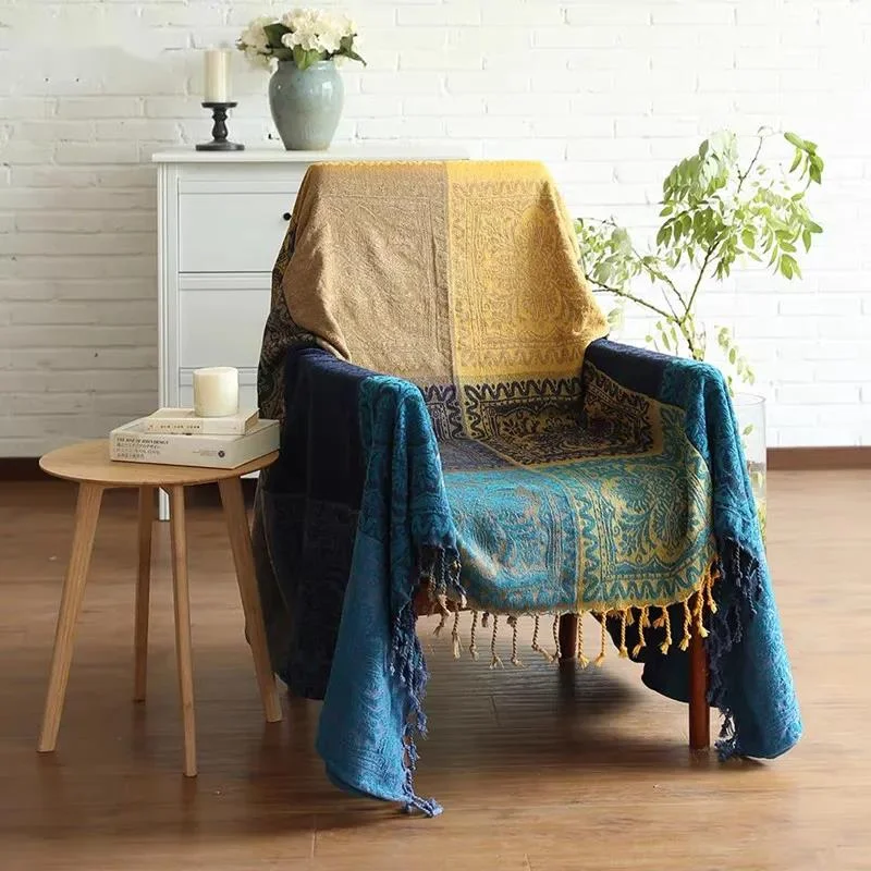 

Boho окрашенные кисточки из пряжи, пледы для дивана, кровати, двусторонние портативные коврики для кемпинга, разноцветный чехол для дивана