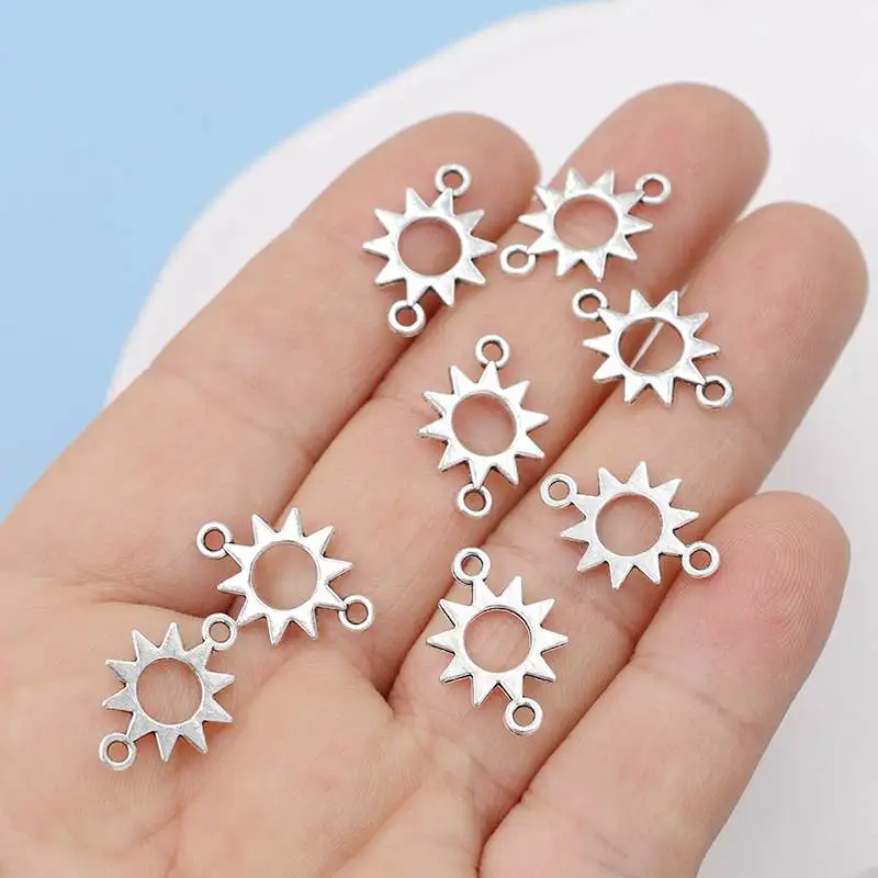

20Pcs Antique Silver Plated Sun Flower Charm Connectors for Jewelry Making Earrings Findings Accessories DIY
