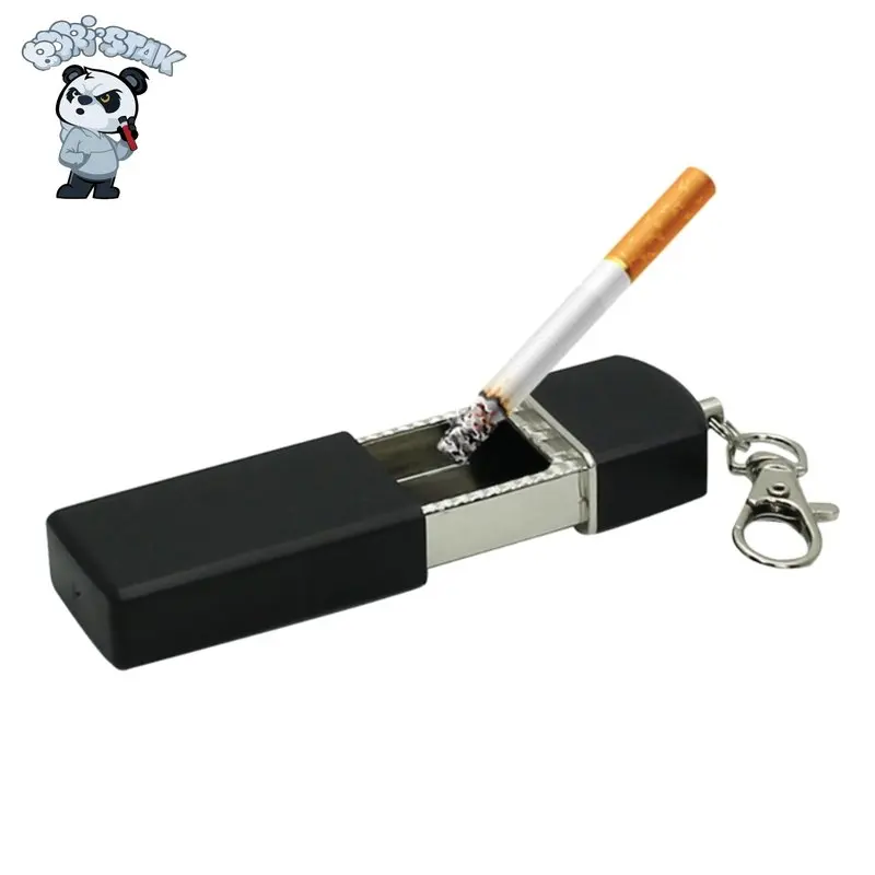 

BORISTAK Portable Mini Metal Ashtray with Keychains Portable Creative Cartoon Ashtray Outdoor Sealing Moisture-proof Tool