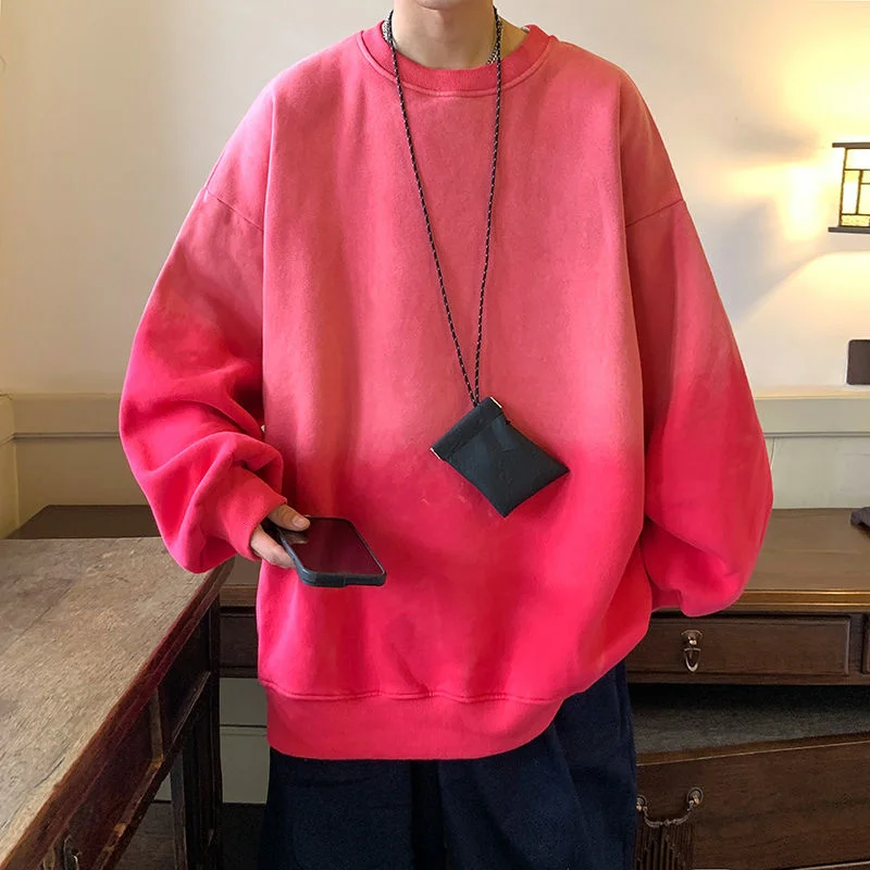 

Privathinker Washed Distressed Men's Sweatshirts Round Neck American Fashion Hoodies Loose Harajuku Hip Hop Male Pullovers