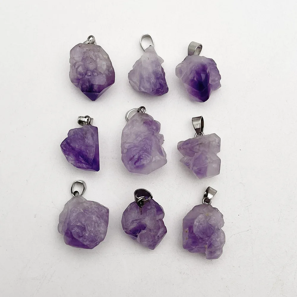 

Fashion good quality Natural amethysts stone pendants for jewelry making charms Irregular accessories 24 36 50pc free shipping
