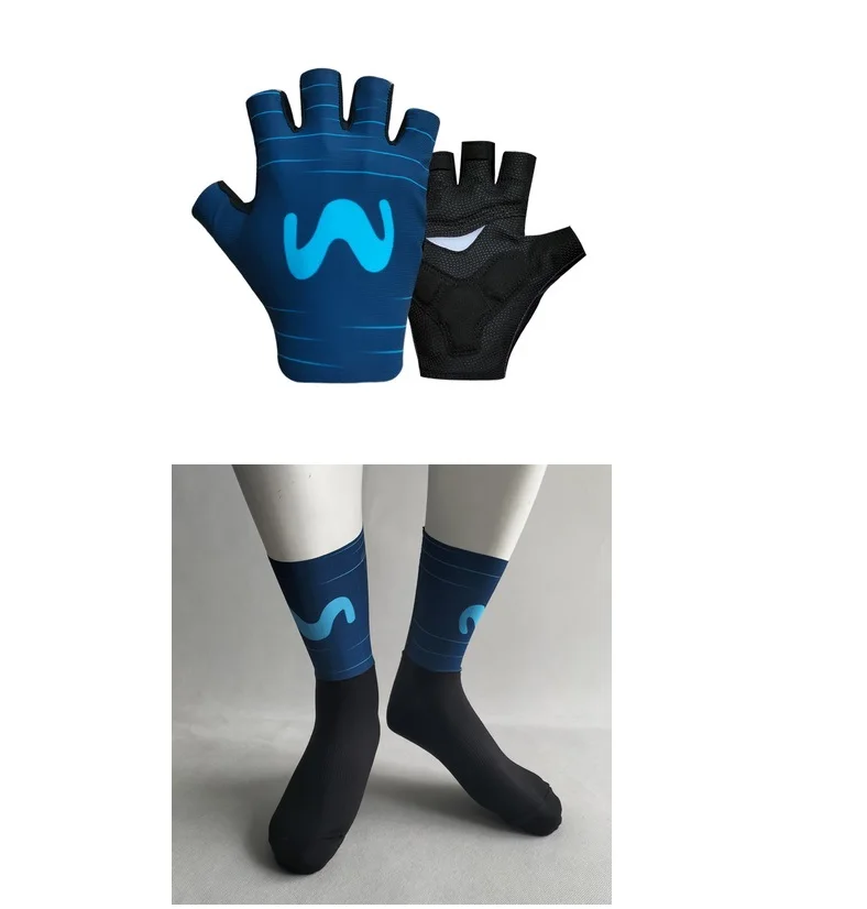 2022 Groupama Fdj UAE QUICK STEP Team One Pair Half Finger Cycling Gloves + ONE PAIR CYCLING SOCKS