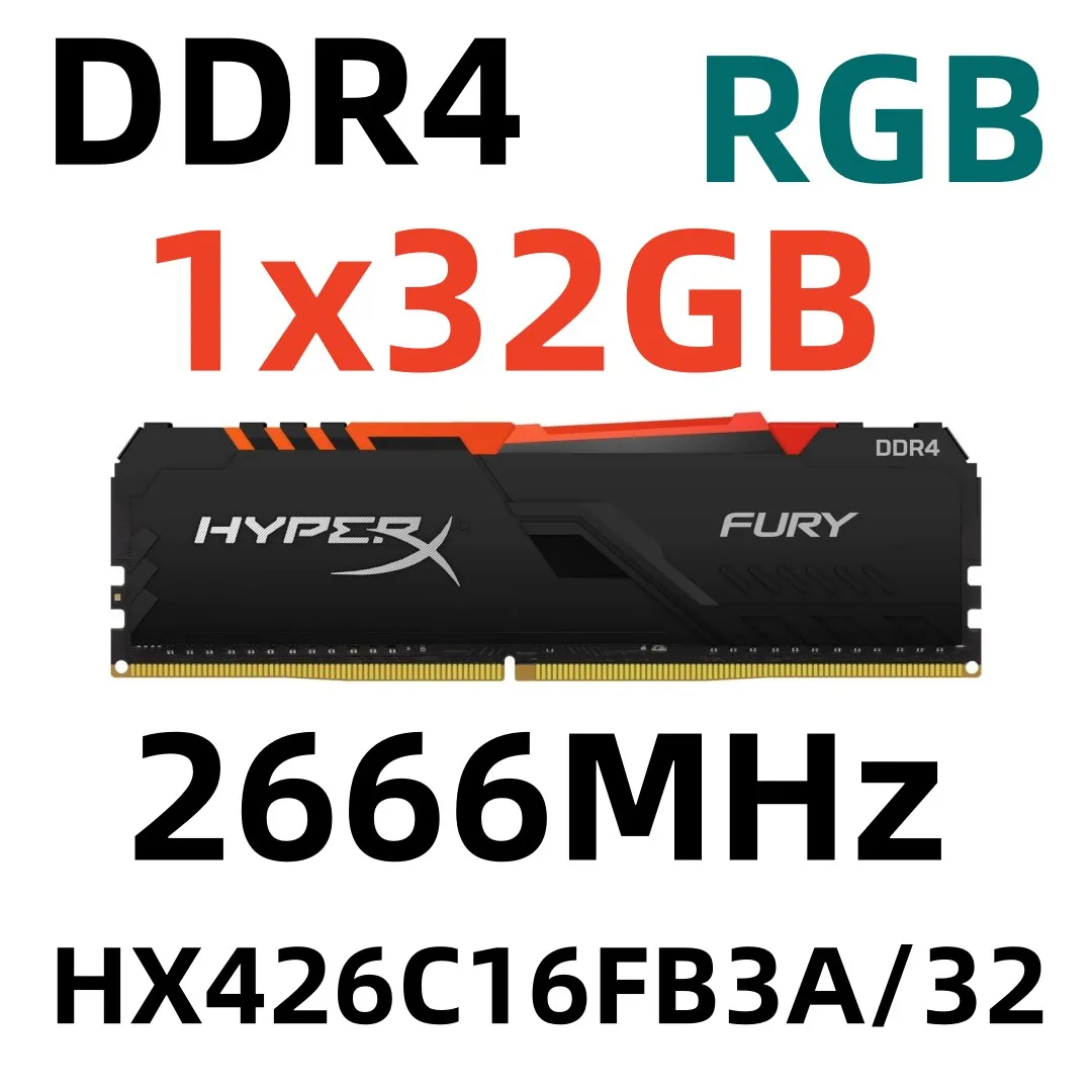 Оперативная память HyperX Fury RGB DDR4 32 Гб для ПК 2666 Мг 1x32 ГБ HX426C16FB3A/32