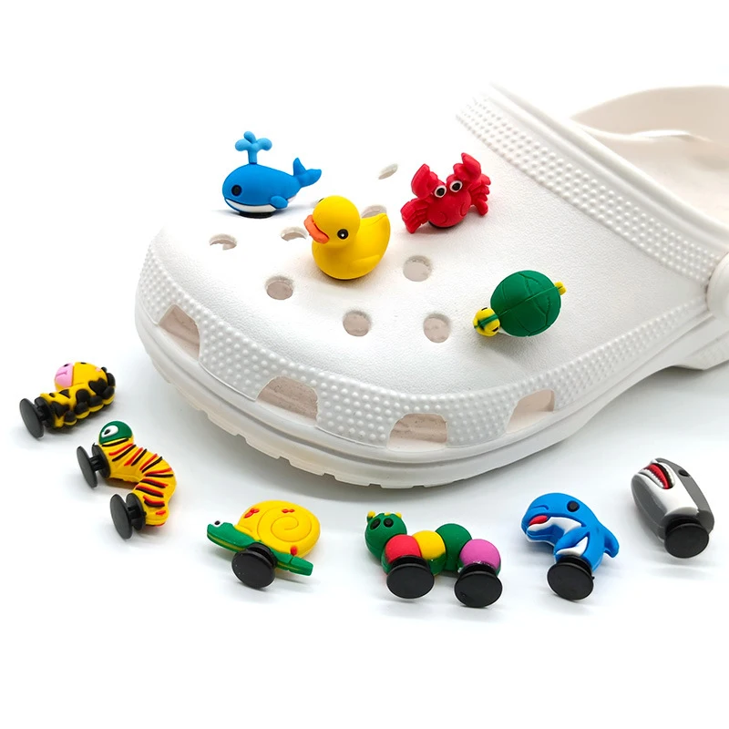 

Charms Cute Dinosaur Duck Bunny Croc Jeans Shoe Decoration Kawaii Frogs Bees Garden Sandal Accessories