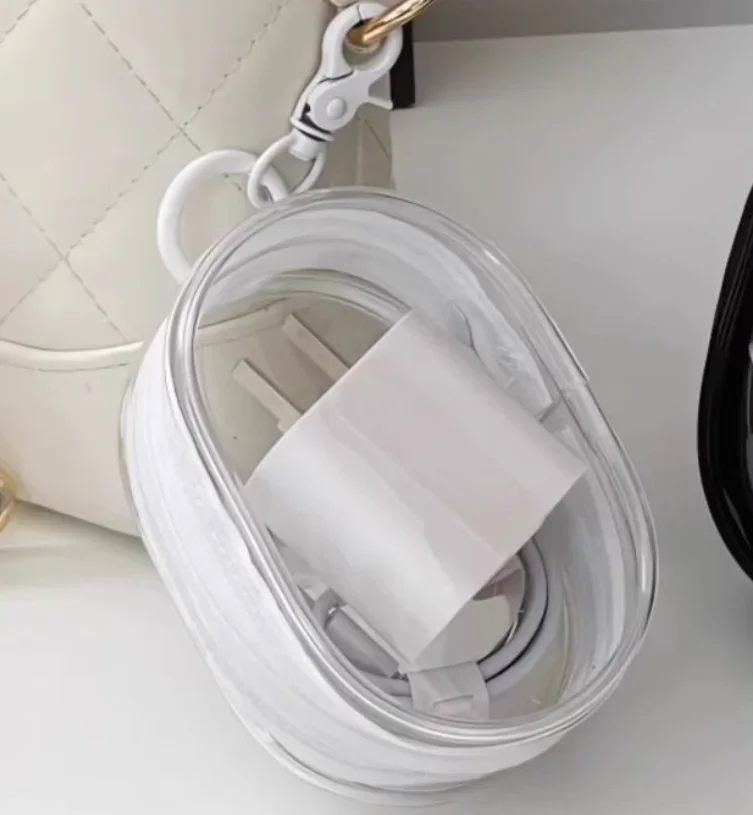 

Портативная прозрачная мини-сумка для хранения с молнией, многофункциональные наушники и зарядное устройство, дорожные аксессуары с брелоком