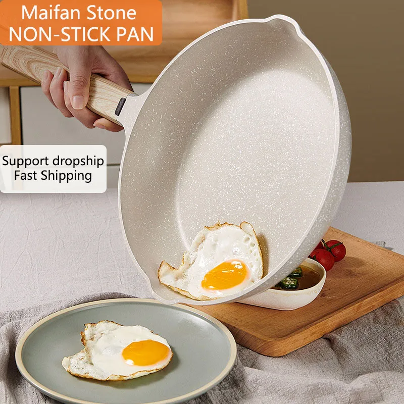 Maifan Stone Non Stick Pan Household Induction Cooker Universal Non-Stick Light Smoke Steak Fried Egg Frying Pan Crepe Pancake