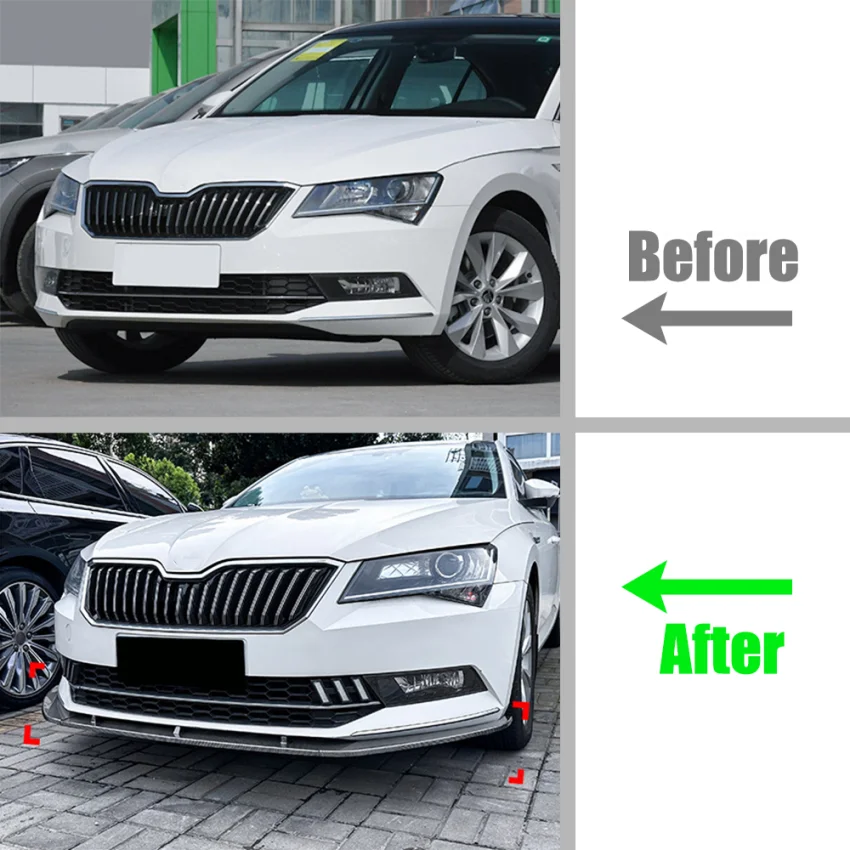 Передний бампер автомобиля комплект для губ спойлер сплиттер Canard диффузор Skoda