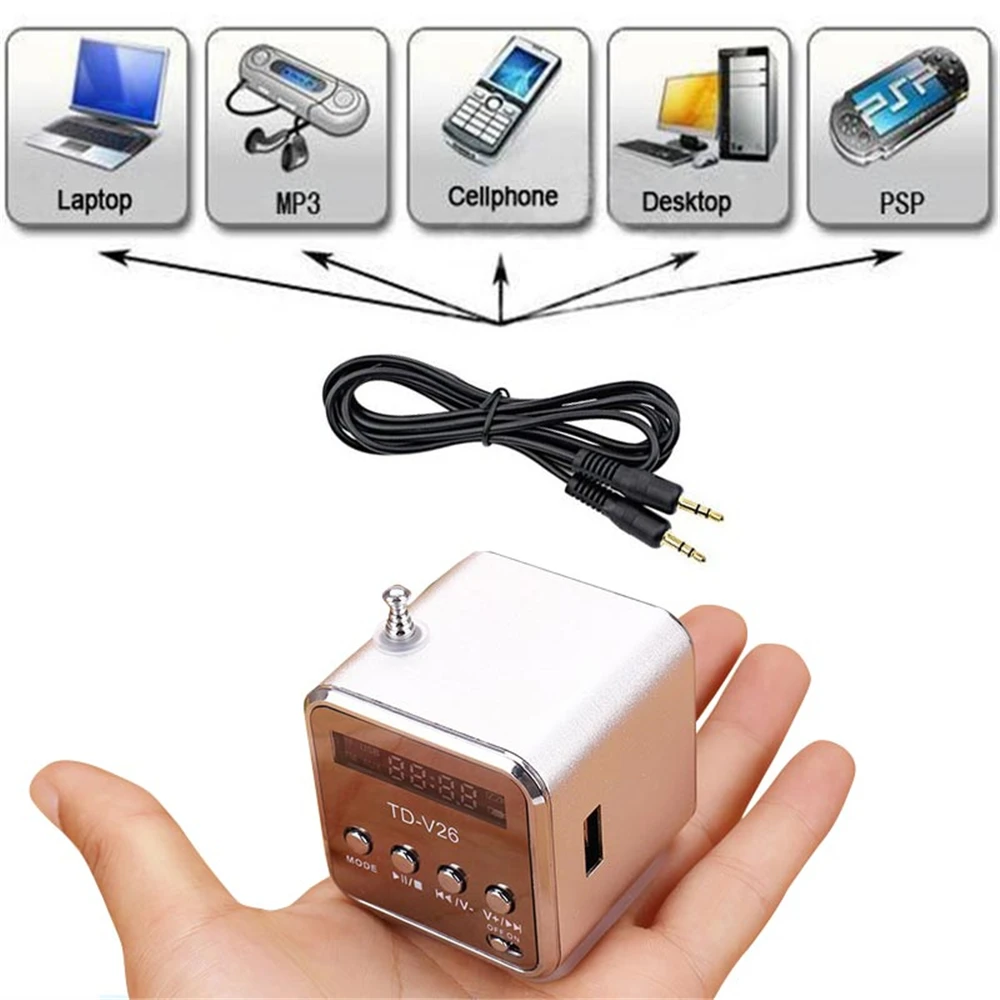 Портативный HIFI стерео мини-динамик из алюминиевого сплава с поддержкой MP3/4
