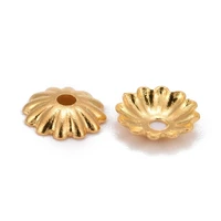 10pcs metal flower bead caps 18k gold plated 3 petal end spacer charms bead cups for diy jewelry making