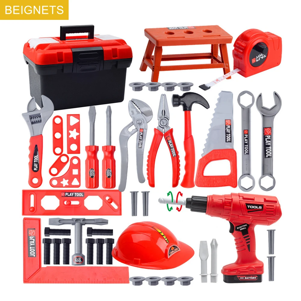 Kids Toolbox Kit Engineer Simulation Repair Tools Educational Toy Electric Drill Screwdriver Tool Pretend Play Toys For Children