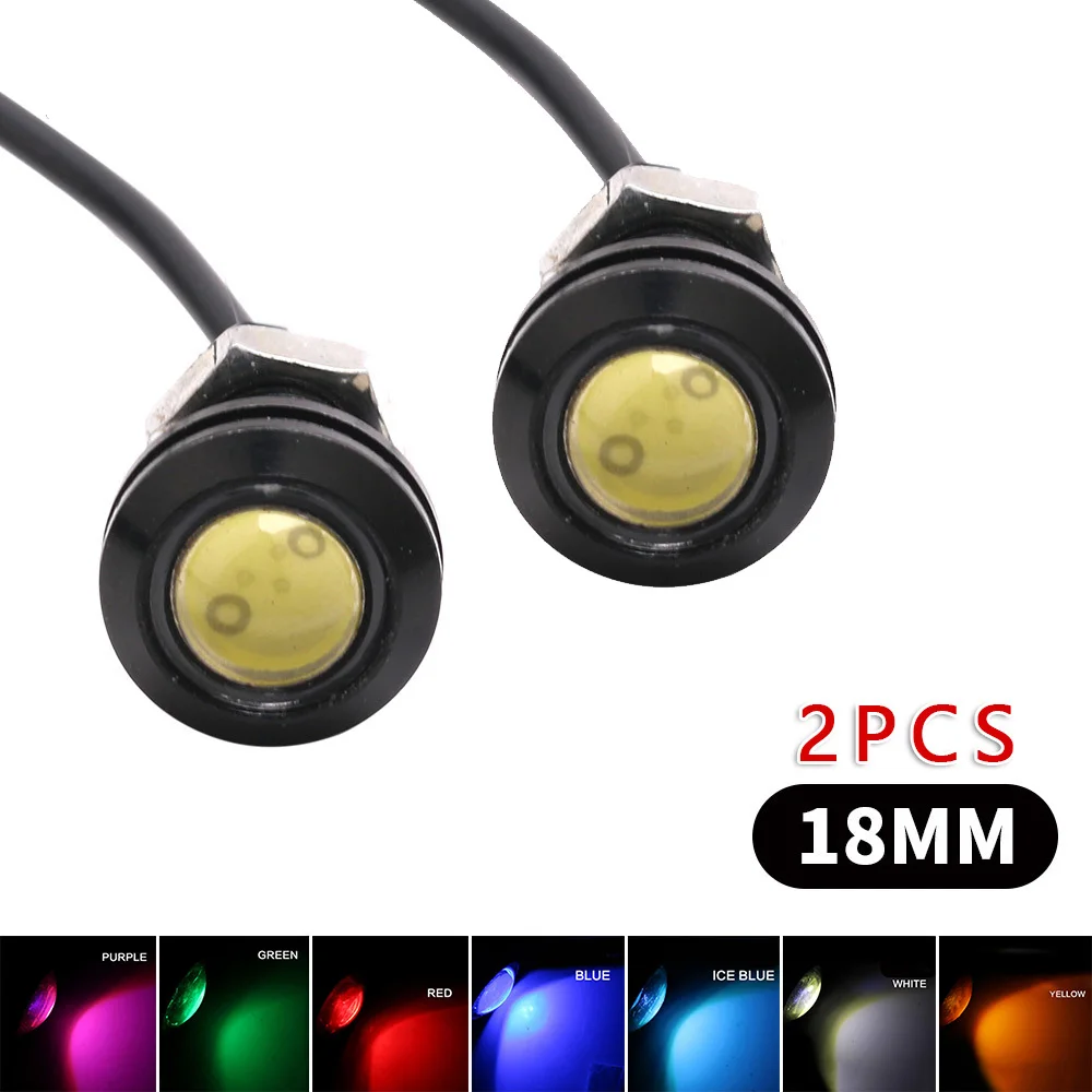 

2pcs Car LED Lights Waterproof Backup Daytime Running Lamp 12V 18mm Car Exterior Decoration Accessories