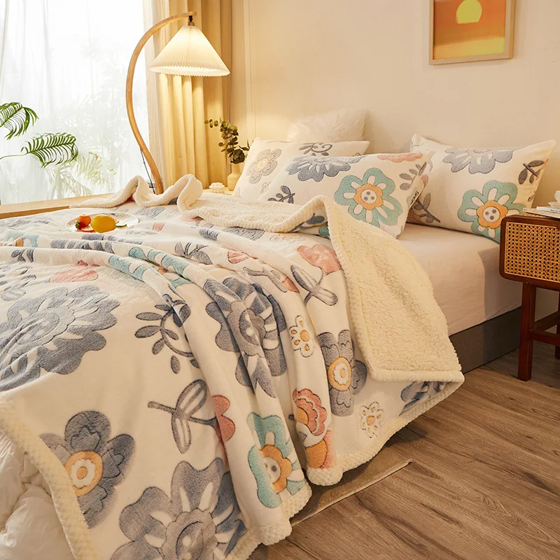 

Двухслойное утолщенное зимнее одеяло для обеда и сна, теплое многофункциональное мягкое и пушистое одеяло из кораллового флиса