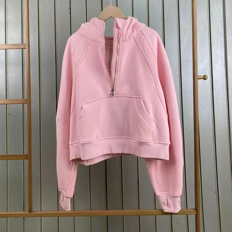 Lulu Scuba Women's Half Zipper Thickened Thermal Insulation Training Sports Gym Fashion Outdoor Sports Yoga Define Jackets Coat