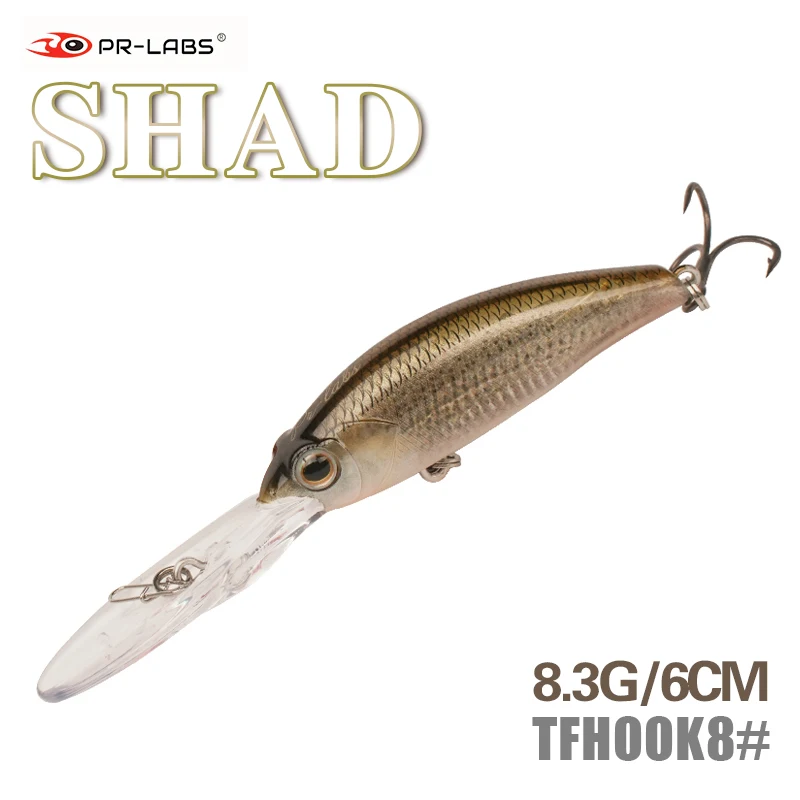 PR-LABS Predator Shad 6 см 8 3 г приманка для Пескарей глубокое погружение 3-4 метра в длину