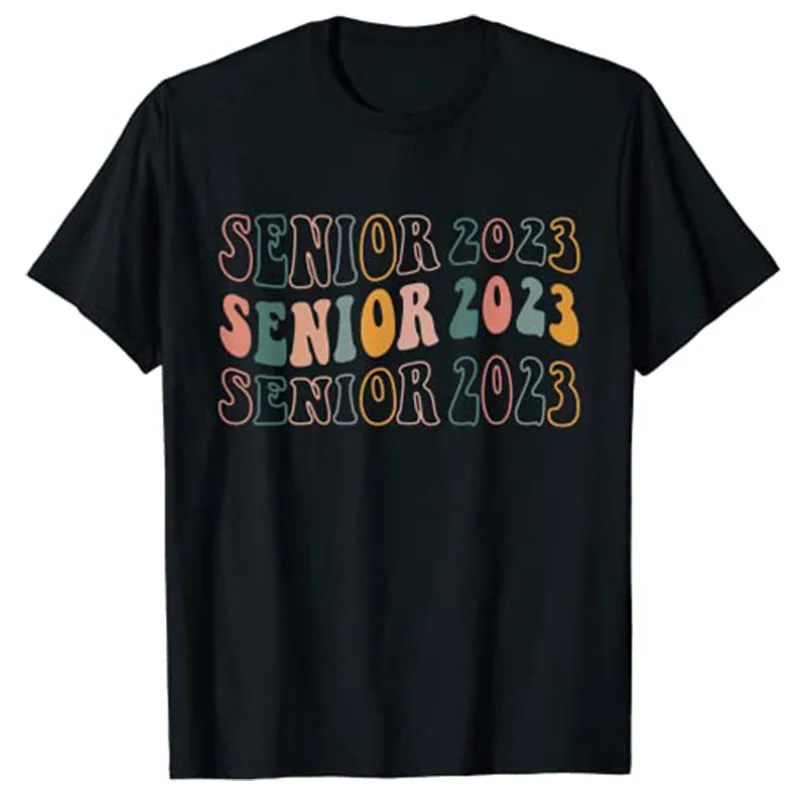 

Senior-2023 Retro Class of 2023 Seniors Graduation 23 Gifts T-Shirt Schoolwear Clothes Sayings Quote Graphic Tee Tops