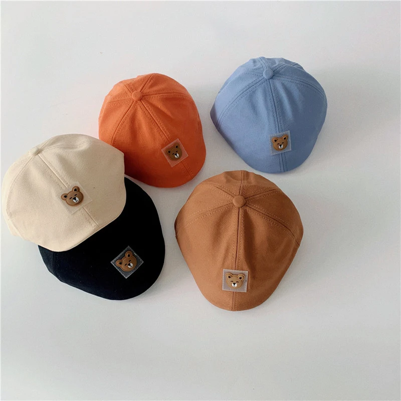 

Fashion Bear Baby Cap for Boys Beret Hat Children Cap Cotton Adjustable Baby Hats for Girls Kids Accessories 2-5Y