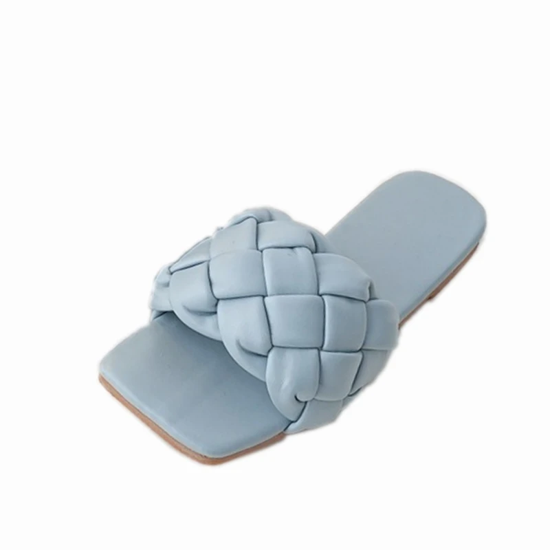 

15.5-19.5cm Fashion Weave Princess Summer Sandals Shoe,Solid Soft Square Toe Simple Kids Womon Out Home Slipper,Girl Casual Shoe