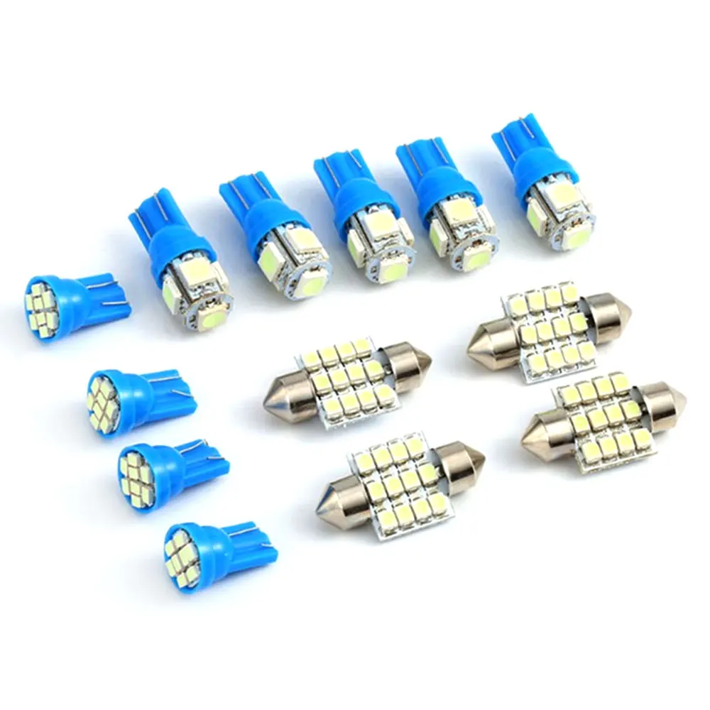 

13 Pcs car interior blue LED lights dome license plate lights 12V kit accessories 8K