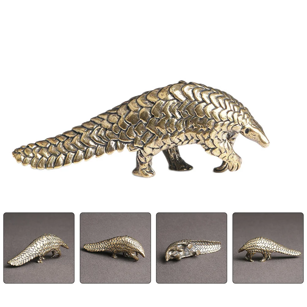 

Pangolin Small Bronze Vessel Shaped Decor Chic Brass Craft Ornament Bookshelf Desktop Adornment Office Mini Plush Animals