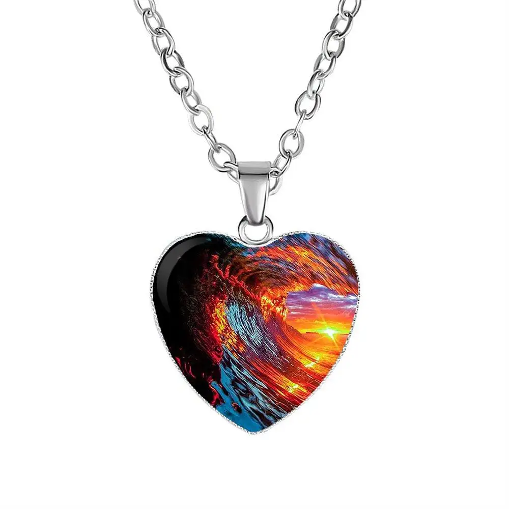 Для девочек лучший подарок волны и закат очень дешевое ожерелье из стекла с