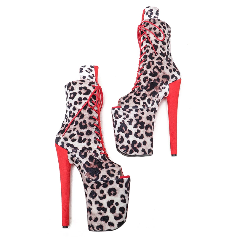 Leecabe  23CM/9inches Leopard and Suede Upper two color mixes   Fashion Trend Pole dance shoes High Heels Pole Dance boot
