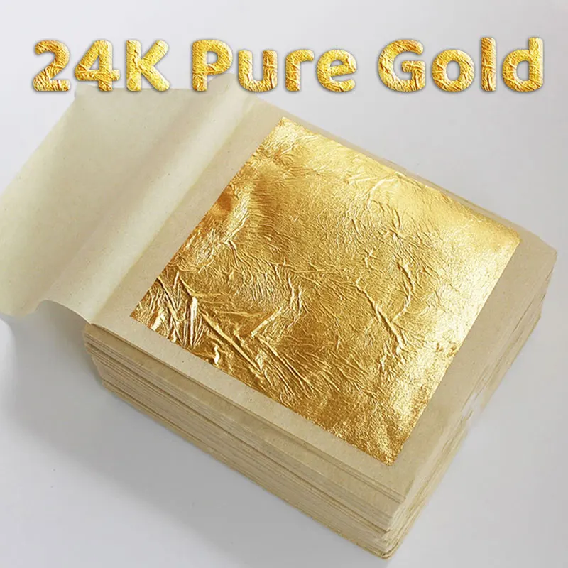 

24K 10Pcs Gold Foil Edible Gold Leaf Sheets For DIY Cake Decoration Arts Crafts Gilding Design Paper Gift Wrapping Scrapbooking