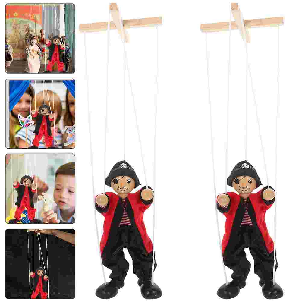 

Marionette Unique Puppet Toys Funny Pirate Puppets Kids Pull String Wooden Cartoon