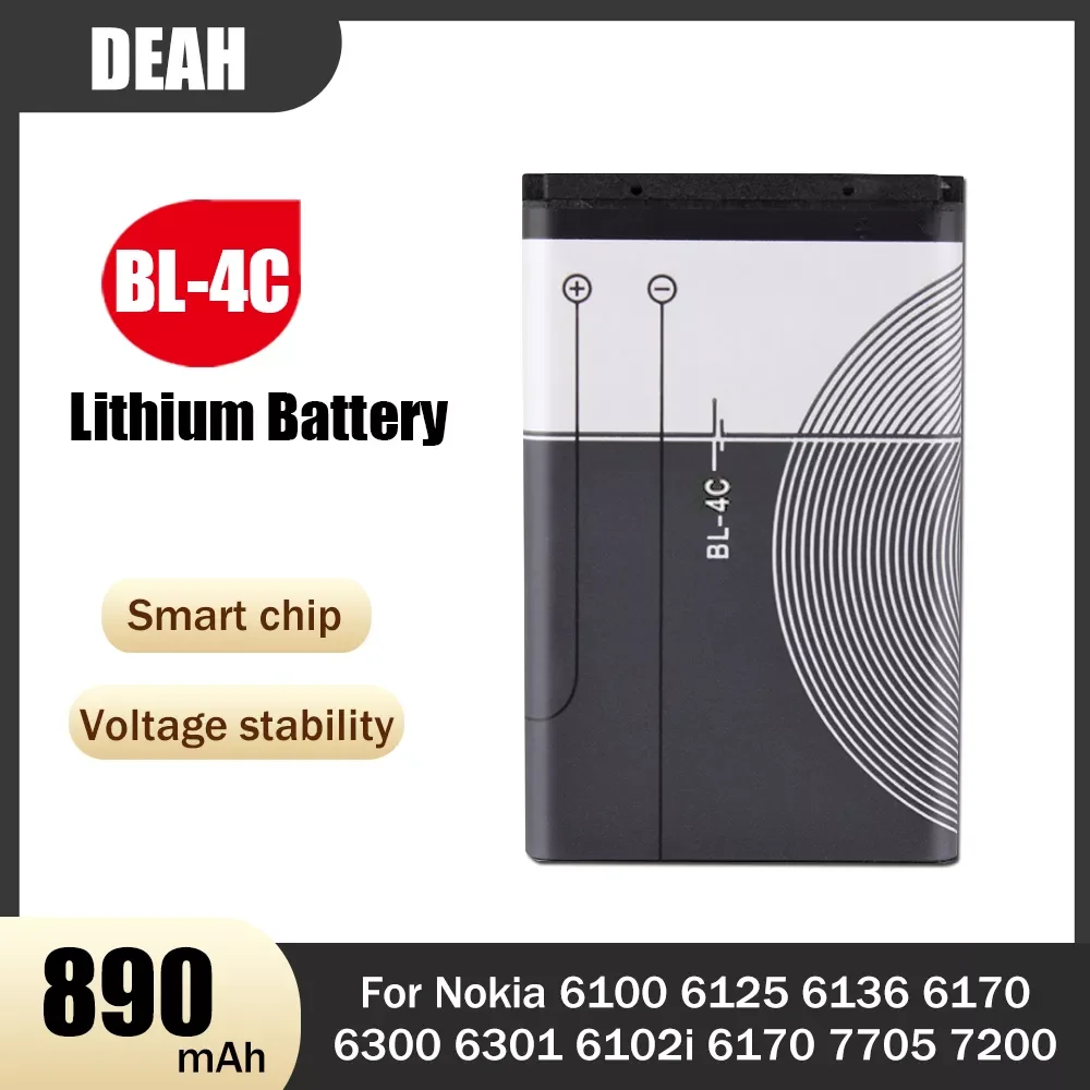 

3.7V 890mAh BL-4C BL 4C BL4C Rechargeable Lithium Phone Battery For Nokia 6100 6125 6136 6170 6300 6301 6170 7705 7200 7270 8208