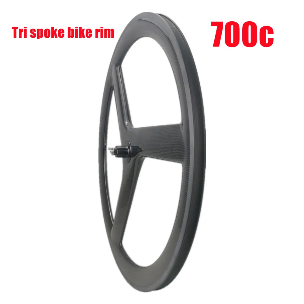 

Hot Sell 3Spokes Road Bike 700C Clincher 50MM Depth 23MM Width Tri Spoke Road Bike Wheel Rim V Brake Edge 3k Glossy