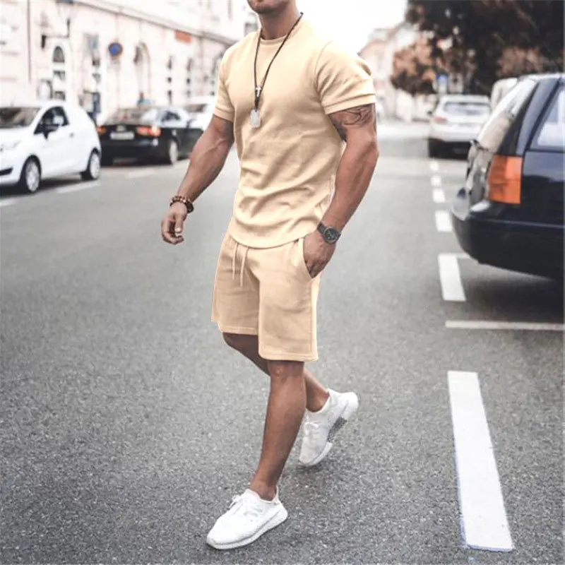 Summer New Trend Long-Sleeved Leisure Sports Suit Two-Piece Men's Breathable Sweat-Absorbing Trend Multi-Color Suit