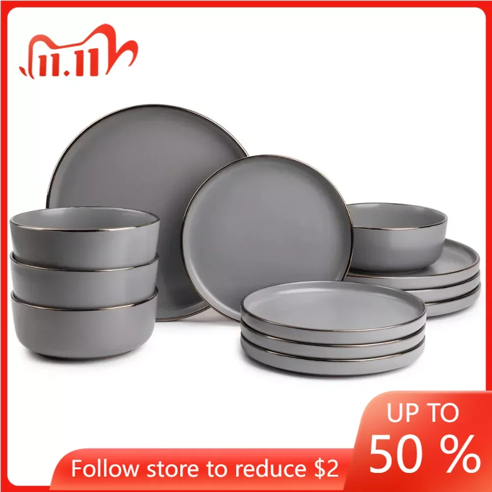 

Посуда из глины Ava, набор из 12 предметов, кухонная утварь, набор посуды, набор обеденных тарелок, тарелки, обеденные наборы, набор столовых приборов